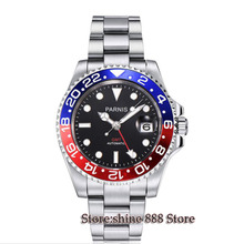 40mm parnis black dial red GMT bezel Sapphire Glass Automatic mens watch 2024 - buy cheap