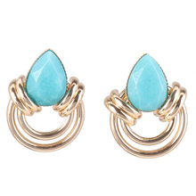 Waterdrop pedra natural brincos de ouro cor metal charme brincos brincos pendientes jóias para mulher 2024 - compre barato