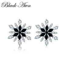 [BLACK AWN] Classic Silver Color Jewelry Snowflake Stud Earrings for Women Boucles d'oreilles Female Bijoux I006 2024 - buy cheap