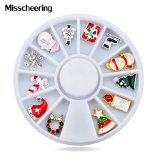 Mixed 12 pcs Christmas Xmas Design 3D Nail Art Decorations Metal Alloy Rhinestones  Jewelry Ornament Manicure Accessory 2024 - buy cheap