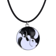 Fashion Animal Cat Jewelry Necklaces Pendant Black white Couple Necklace Stainless Steel animal cat Pendants Necklace 2024 - buy cheap