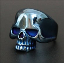 Size 8~15 Blue Skull Head Ring 316L Stainless Steel Biker Style Band Party Ghost Skull Ring 2024 - buy cheap