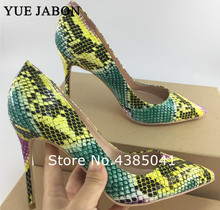 2021 NEW ARRIVE Women Shoes Mixed Color Snake Printed Sexy Stilettos High Heels 12cm/10cm/8cm Pointed Toe Women Party Pumps 2024 - buy cheap