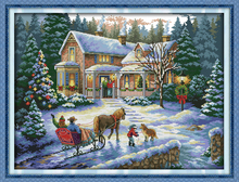 Kits de punto de cruz Return From Christmas Scenery, 11 CT, bordado impreso exacto DIY, artesanía, costura, decoración del hogar 2024 - compra barato