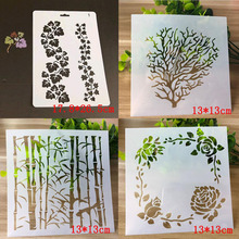 4pcs/Set Flower Rose Stencil DIY Drawing Stencils Templates Painting Art Craft Scrapbooking Cards Album Stencils School Supplies 2024 - buy cheap