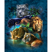 Fezrgea Full Square Diamond 5D DIY Diamond Painting "Tiger Lion Leopard"Embroidery Cross Stitch Rhinestone Mosaic Painting Decor 2024 - buy cheap