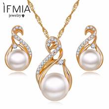 IFMIA fashion Earring necklace Wedding jewelry sets silver color Earrings simulated pearl jewelry set necklace women bijoux 2024 - buy cheap