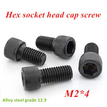 500pcs/lot M2*4mm DIN 912 Hex Socket  Head Cap Screw Black Steel Metric Thread Grade 12.9 Fastener 2024 - buy cheap