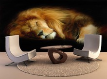 Murais de papel de parede personalizado, adesivo de parede autoadesivo do leão dormindo, arte de parede para pintura de sala de estar 2024 - compre barato