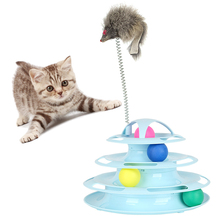 Обновленная 4-слойная игрушка для кошек, сумасшедший диск с шариком Интерактивная развлекательная тарелка, игровой диск, триламинар, вращающаяся мышь, игрушка для домашних кошек 2024 - купить недорого