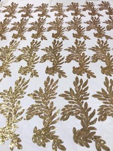 Tela de encaje africano para boda, tejido de seda india con lentejuelas doradas de alta calidad, con los últimos diseños populares, 5 yardas 2024 - compra barato