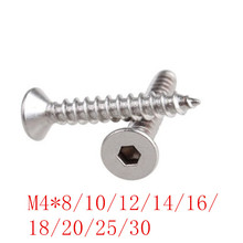 20pcs/lot m4x8/10/12/14/16/18/20/25/30 Stainless Steel 304 Hex Hexagon Socket Flat Countersunk Head self tapping  screw 2024 - buy cheap