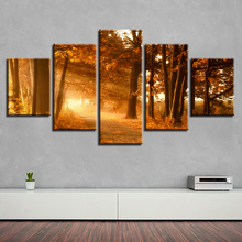 Modern Printing Art Pictures On Canvas 5 Pieces Red Tree Sunshine Landscape Painting Poster Modular Living Room Wall Decor Frame 2024 - buy cheap