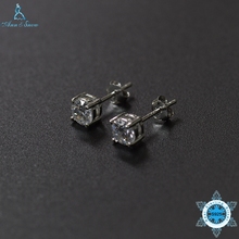 Ann & Snow 925 Sterling Silver Stud Earrings for Women 5mm Cubic Zircon Stone Fine Jewelry for Wedding 2024 - buy cheap