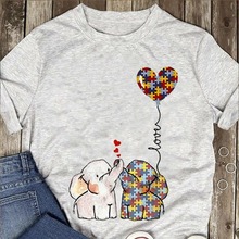 Аутизма "Слон": футболка с надписью «Love» аутизма осведомленности Рубашка Ash хлопок мужчины S-3Xl 2019 мод с коротким рукавом, состоящий из футболки серого цвета и Молодежная Футболка 2024 - купить недорого