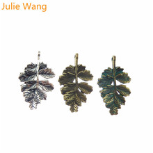 Julie Wang 20pcs Antiqued Green Bronze Imitation Leaves Charm Personal Alloy Plated Pendants Jewelry Necklace Accessories 2024 - compra barato
