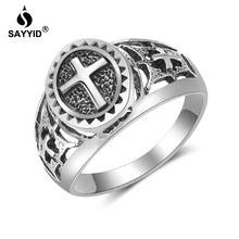 SAYYID Новое Брендовое старинное Серебряное кольцо для мужчин и женщин, винтажное модное кольцо с крестом, ювелирное изделие, подарок #5811 2024 - купить недорого