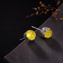 Pendientes de tuerca de piedra arenisca azul y rojo granate corindón para mujer, corona Retro con piedras preciosas naturales, joyería fina, envío gratis 2024 - compra barato