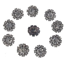 Botões de strass pretos para roupas decorativas, botões pequenos de metal redondo, 10mm para decoração da casa, botão diy de costura, 10 peças 2024 - compre barato