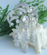 Wedding Bridal Rhinestone Crystal Teardrop Flower Brooch Pin Bridesmaid Jewelry EE04861 2024 - buy cheap