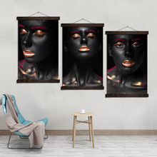 Red Lip Black Makup Girl Vintage Posters and Prints Art Scroll Painting Canvas Wall Art Pictures Farme Painting Home Decoration 2024 - buy cheap