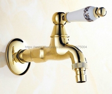 Роскошный золотой Латунный Кран для стиральной машины, кран для ванной комнаты, декоративные наружные краны, водопроводный кран Nav135 2024 - купить недорого