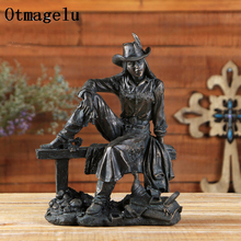 Vintage Resin American Western Cowboy Ornament Figurines Miniatures Person Statues For Home office Background Wedding Decoration 2024 - buy cheap