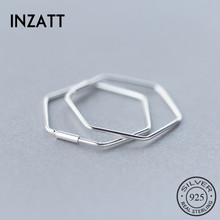 Серьги-кольца женские многоугольные из серебра 925 пробы, в минималистическом стиле 2024 - купить недорого