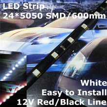 Stock Shipping New 12V Car LED Decoration Soft Strip 600mm White Color(24*5050 SMD) For Out/In Door Signal Atmosphere Light 2024 - buy cheap