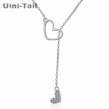 Uini-tail-collar ajustable en forma de corazón doble para mujer, Plata de Ley 925, temperamento simple a la moda de alta calidad 2024 - compra barato