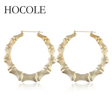 HOCOLE Exaggerated Geometric Shape Hoop Earrings Ethnic Alloy Silver Gold Color Big Round Circle Hoop Earrings For Women Jewelry 2024 - buy cheap