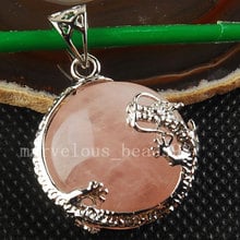 Free Shipping Beautiful jewelry  Pink Crystal Round Caved Dargon Pendant Bead MC2670 2024 - buy cheap