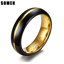 Anillo de tungsteno con línea de oro de 6mm para hombre, bandas de boda, anillos de compromiso, joyas, regalos para hombre 2024 - compra barato