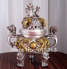 Бесплатная доставка wang 000216 тибетская бронзовая курильница * статуи дракона 2024 - купить недорого