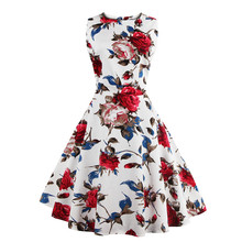 60s 50s Rockabilly Dresses Retro Floral Print Vintage Party Dress Pinup Swing 2016 Cotton Audrey Hepburn Dress 5 Color 2024 - buy cheap