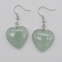 Brincos verde aventurine pedra coração contas pendurados joias para mulheres presente t262 2024 - compre barato