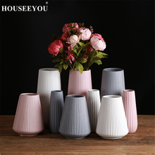 Классическая однотонная керамическая ваза для цветов в средиземноморском стиле, скандинавские Современные Простые напольные вазы для украшения дома, гостиной 2024 - купить недорого