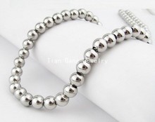 18-40" 6mm rosary ball men/women's silver Color 316L stainless steel chain necklaceFashiom  Jewelry Best Christmas Gift 2024 - buy cheap
