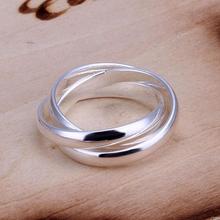 R167 Silver color Three circles finger ring size 6-9 # unisex fashion jewelry good quality cool street style Factory Outlet 2024 - buy cheap