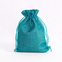 100 unids/lote bolsas de yute azul lago 10x14cm pequeño regalo de boda bolsa dibujable bolsas de lino Favor pulsera con diseño de dulces bolsas de embalaje 2024 - compra barato