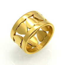 Anel de corações 10 em um círculo feminino, anel de amor de coração, joia de aço titânio para casamento, aniversário de noivado 2024 - compre barato