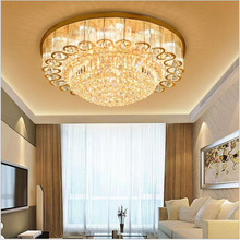 L Golden crystal lamp living room lamp round ceiling lamp modern bedroom lamp European atmosphere led 2024 - buy cheap