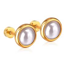 Size 4mm/6mm/8mm/10mm Semicircle Imitation Pearl Gold/Silver Color Screw Stud Earrings Stainless Steel Brinco Cheap Jewelry Gift 2024 - buy cheap
