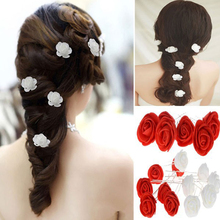 6pcs/lot Wedding Bridal Hair Pins Rose Flower Sticks Clips Bridesmaid Beauty Accessories For Women Hair Jewelry Prom Party 2024 - buy cheap