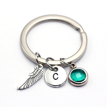 2020 New Little Angel Wings Pendant Keyring Birthstone Keychains A To Z Letters Key Chain Sister & Mom Gift 2024 - buy cheap