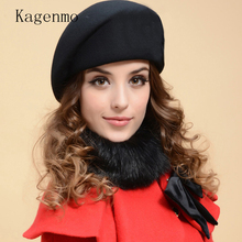 Kagenmo boinas de estilo universitário fofo, elegantes, boné feminino, gorro de lã, 1 peça 2024 - compre barato