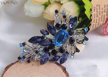 Elegant Silver Brooches Dark Blue Glass Crystal Flower Brooch Pins New Fashion Rhinestone Brooches For Wedding Jewelry 2024 - buy cheap