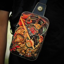 Bolsa de mão de couro genuíno curtido masculina, feita a mão couro de vaca couro de vaca 2024 - compre barato