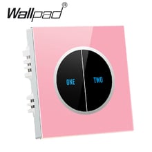 2 gangs 1 way Pink Glass Screen Touch Wall Light Switches Logo Button Design Free 110V~250V micro touch switch,Free Shipping 2024 - buy cheap