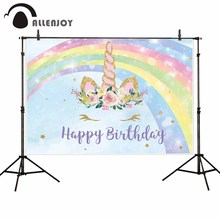 Allenjoy unicorn birthday party backdrop rainbow glitter sky star photography background baby shower child photophone photocall 2024 - buy cheap